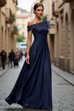 A Line Asymmetrical Black Mother of the Bride Dress with Appliques