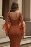 Sunset Long Stretch Satin Mermaid Square Neck Mother of the Bride Dress with Lace Appliques