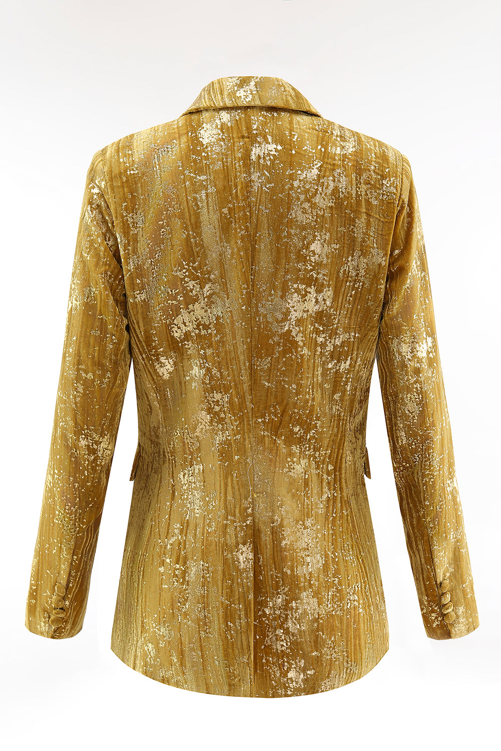 Sparkly Yellow Peak Lapel 2 Piece Women Prom Suits with Sleeves