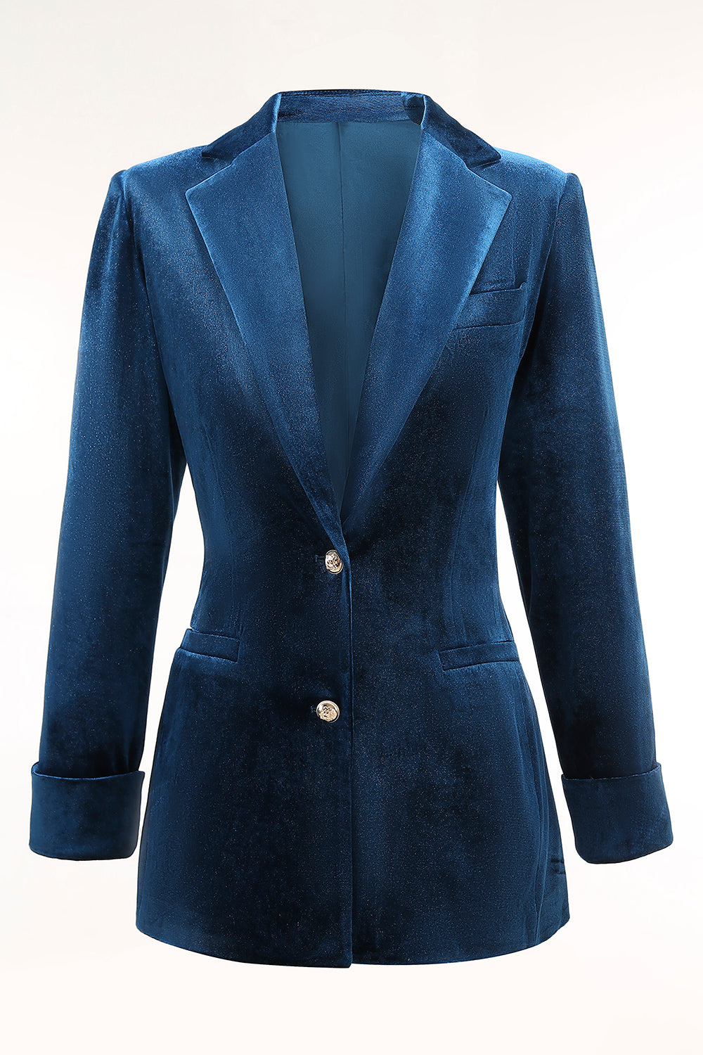 2-Piece Peacock Blue Velvet Notched Lapel Women's Suits