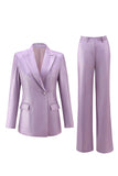 Purple Peak Lapel One Button 2-piece Women Suits