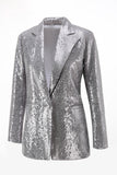 Silver Notched Lapel Sequins 2-piece Women Suits