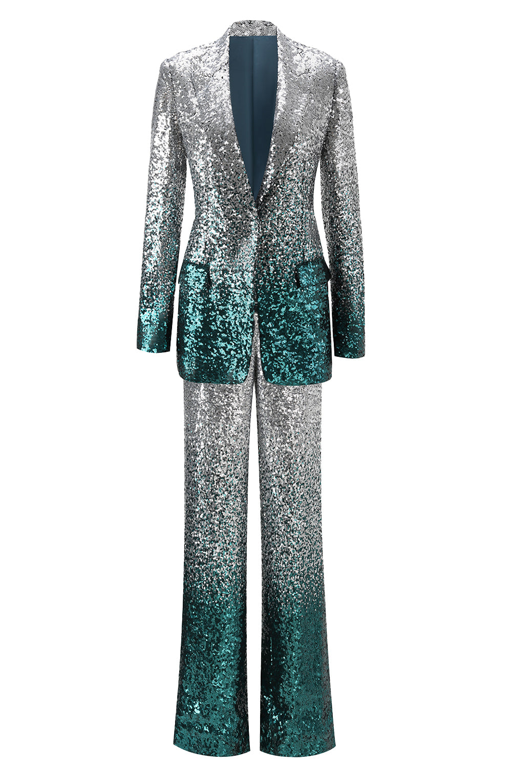 Sparkly Silver Sequins 2-piece Women Suits