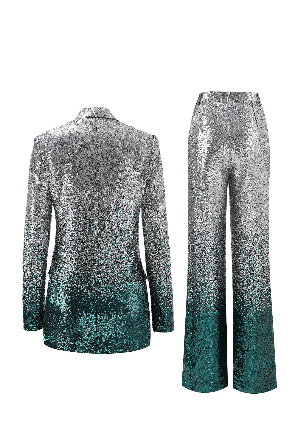 Sparkly Silver Sequins 2-piece Women Suits