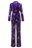Purple 2 Piece Notched Lapel Women Prom Suits with Sleeves