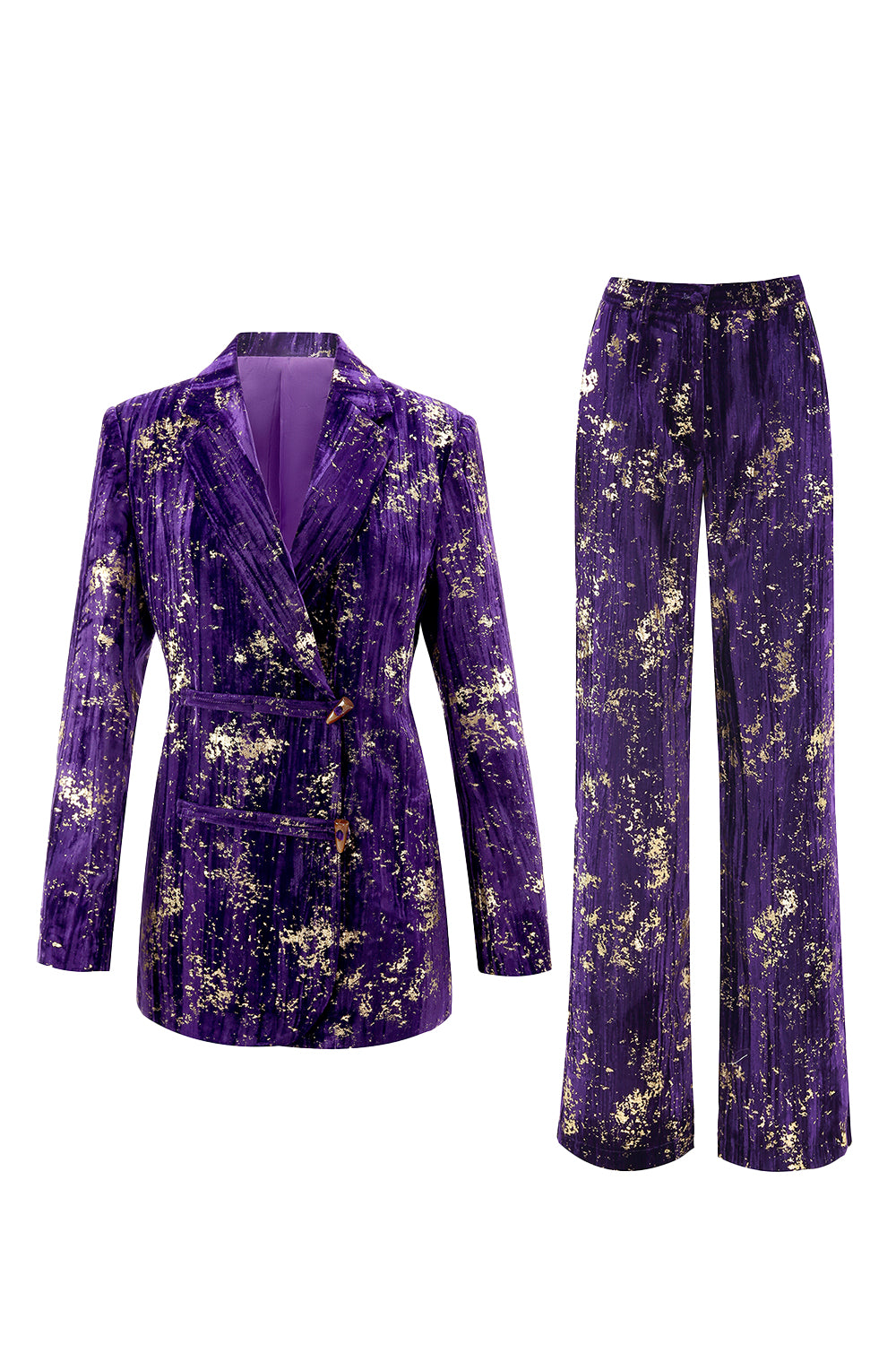 Purple 2 Piece Notched Lapel Women Prom Suits with Sleeves