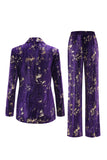 Purple 2 Piece Notched Lapel Women Prom Suits with Sleeves