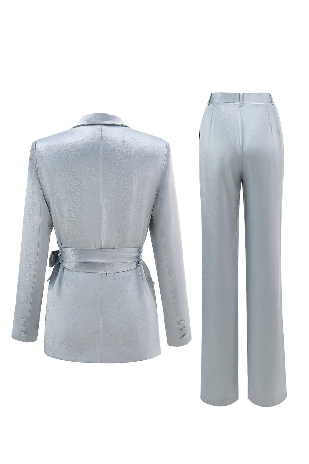 Dusty Blue Peak Lapel 2 Piece Women's Suit with Sash