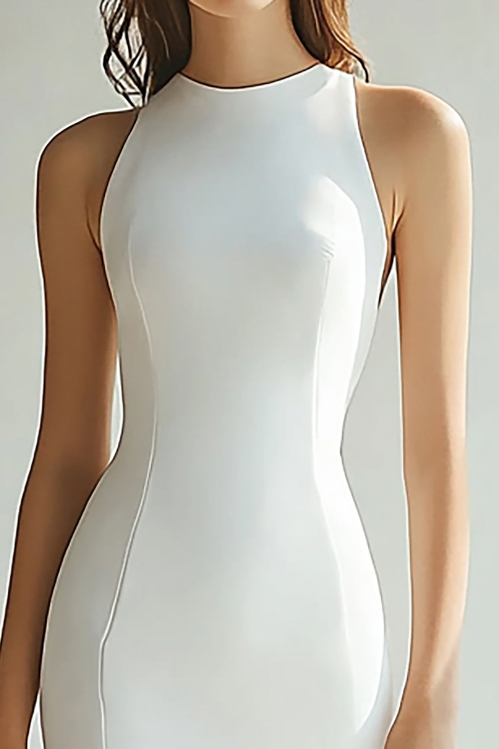 Simple Sheath Satin Ivory Engagement Dress with Slit