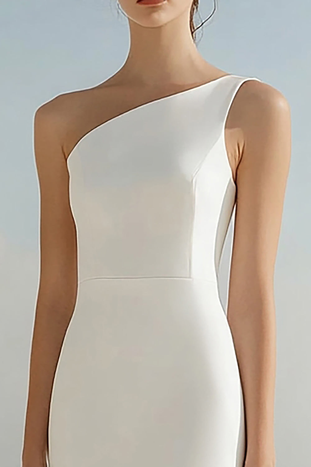 One Shoulder Mermaid Ivory Engagement Dress