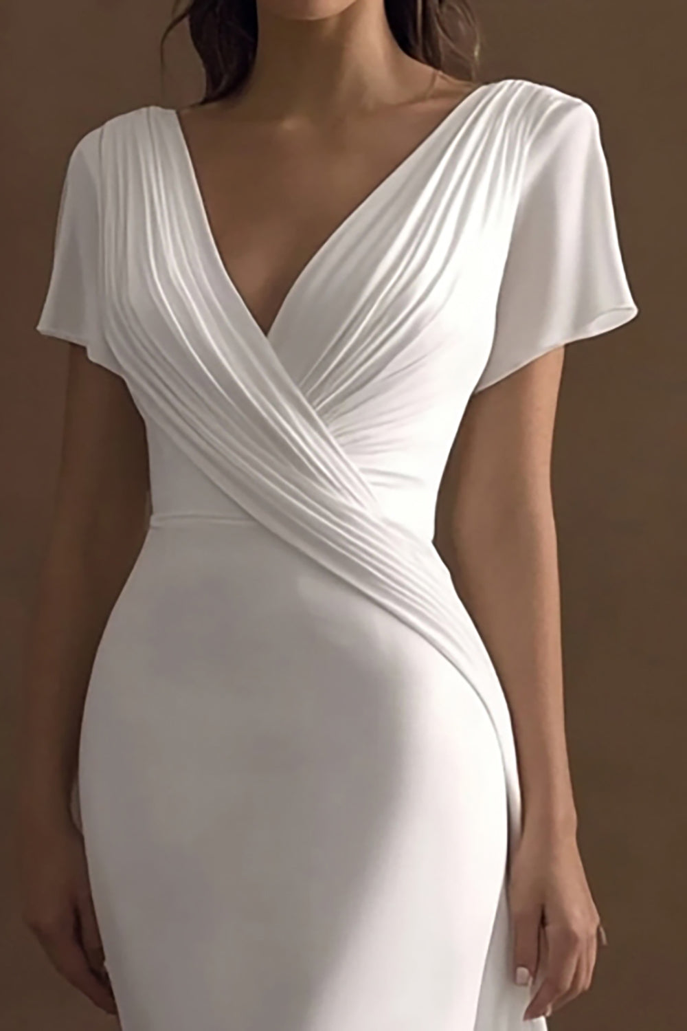 Sheath Long Chiffon Ivory Engagement Dress