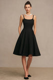 Satin A Line Midi Little Black Dress