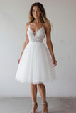 Lace A Line V Neck Little White Dress
