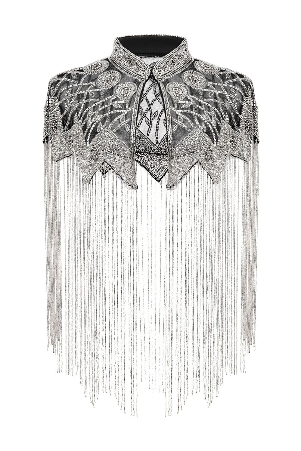 Sparkly Black Golden Fringed Beaded 1920s Cape