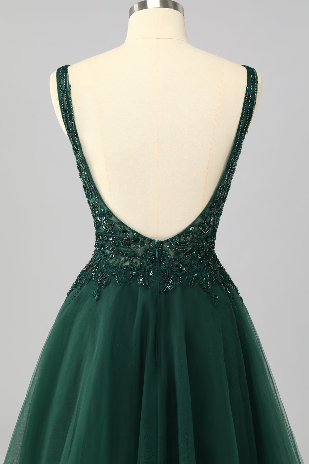 Sparkly Dark Green A Line V-Neck Short Homecoming Dress