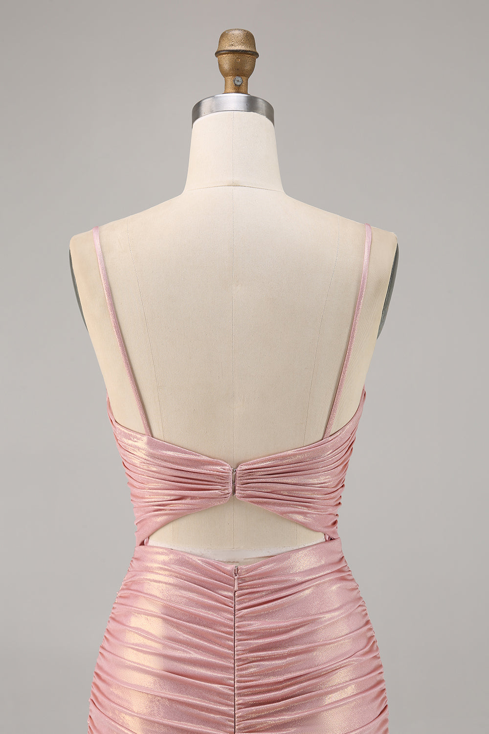 Glitter Blush Cut Out Ruched Tight Homecoming Dress