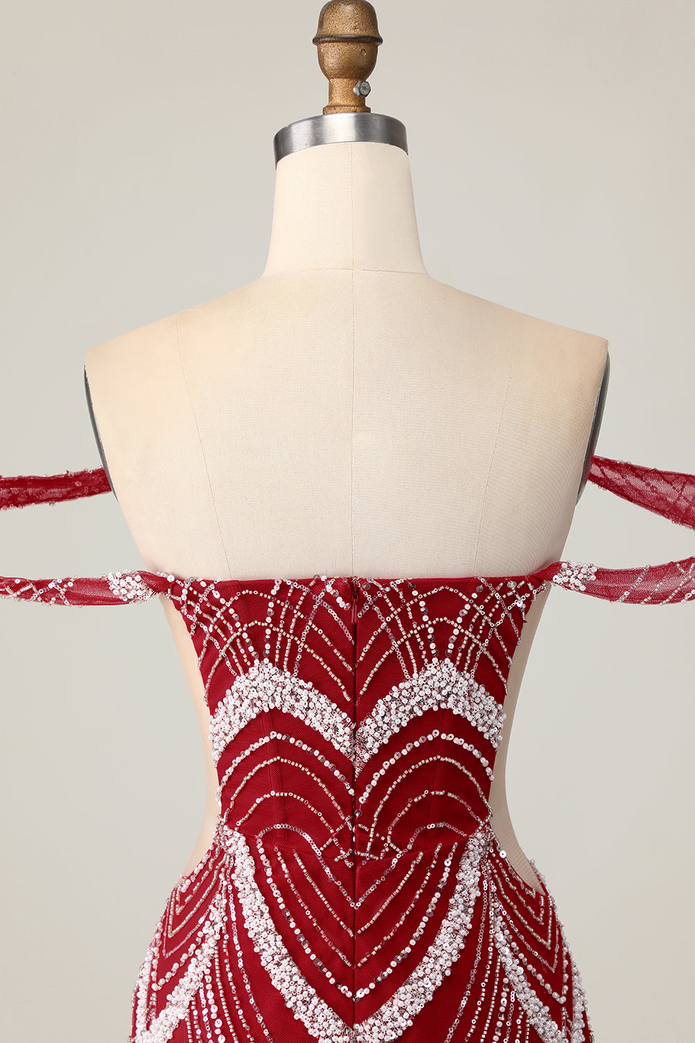 Off the Shoulder Bodycon Red Homecoming Dress with Sequins