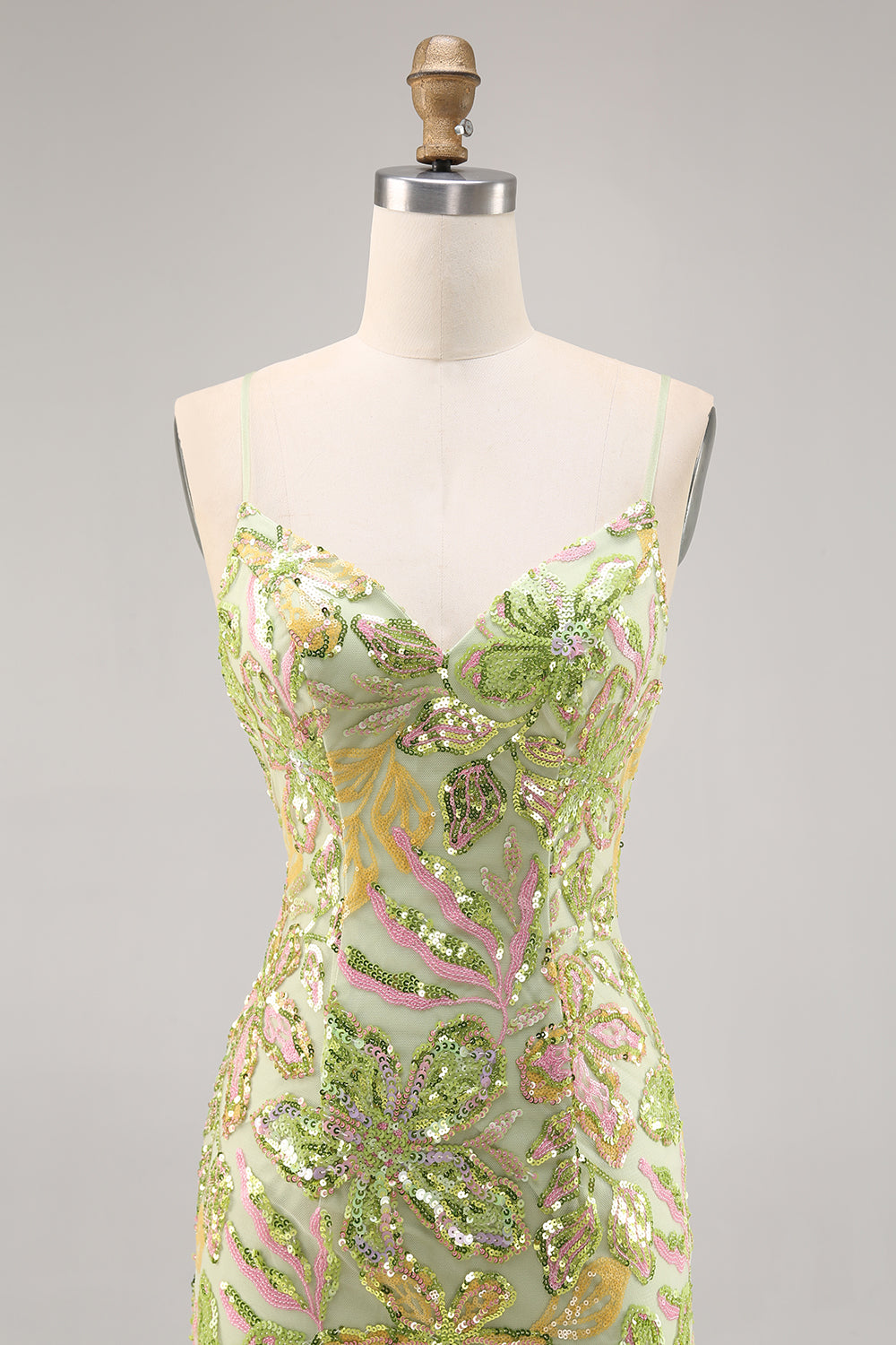Sparkly Green Sequins Backless Bodycon Homecoming Dress with Beading