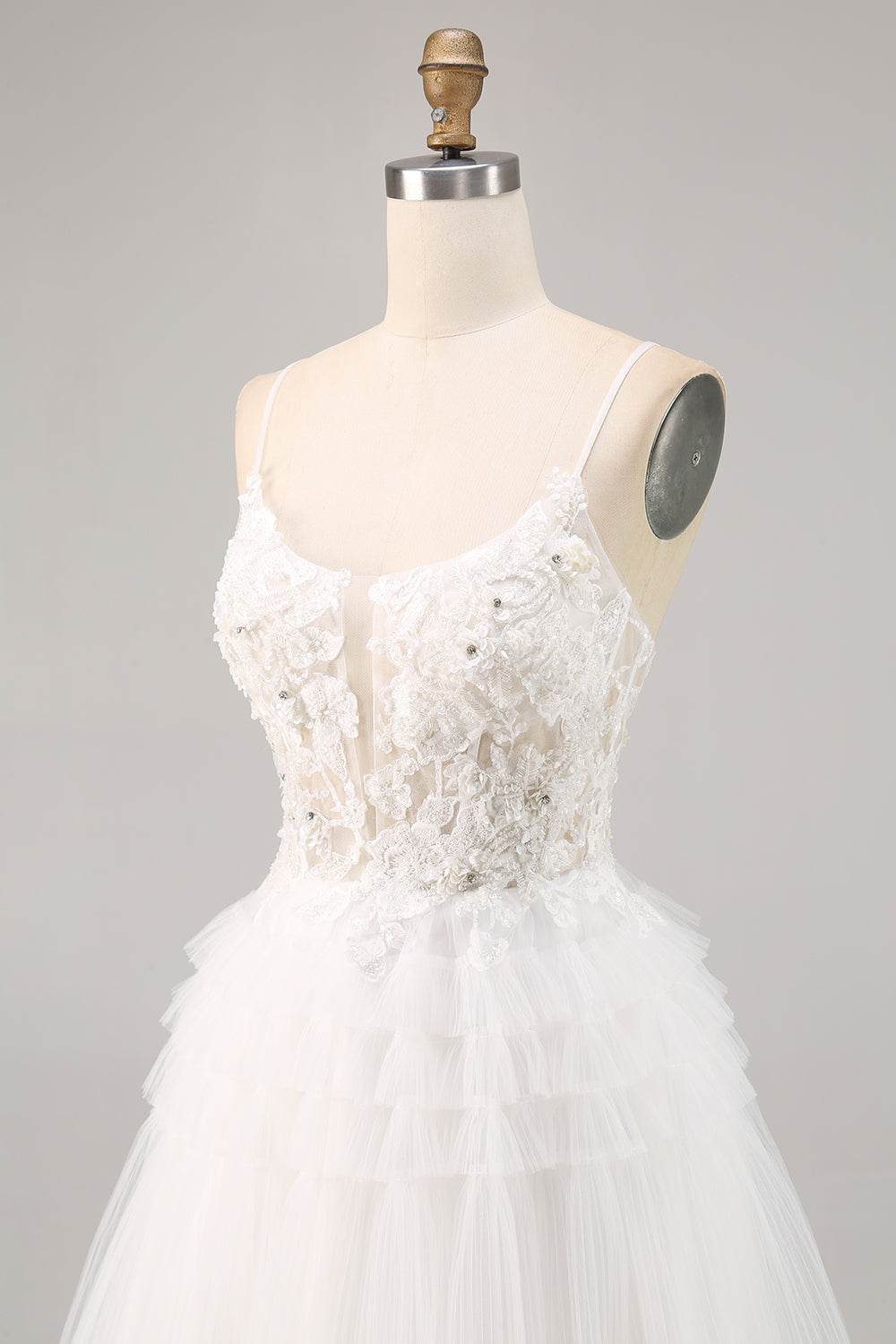 White Tulle A-Line Short Homecoming Dress with Appliques