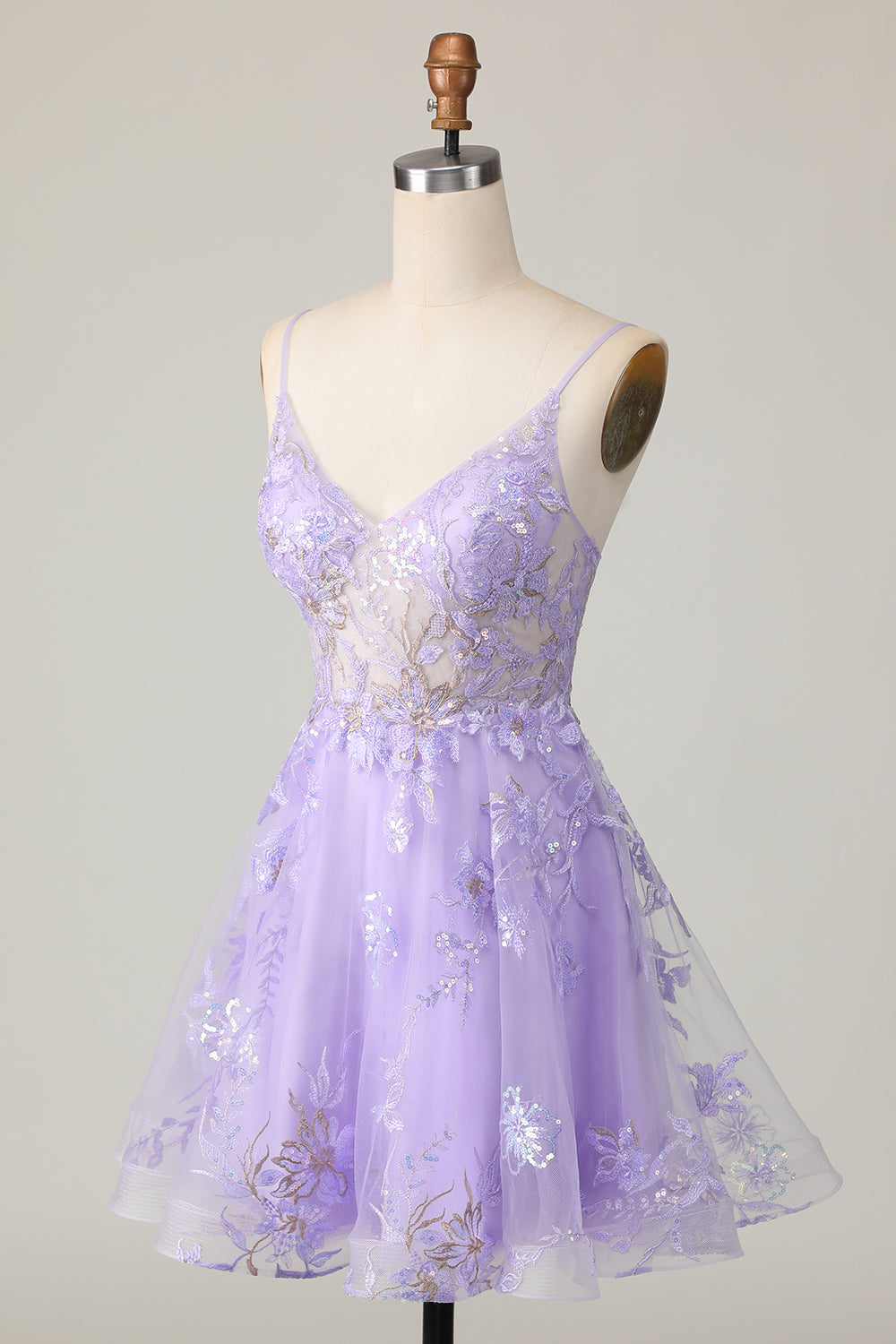 Sparkly Purple A Line Tulle Homecoming Dress with Appliques