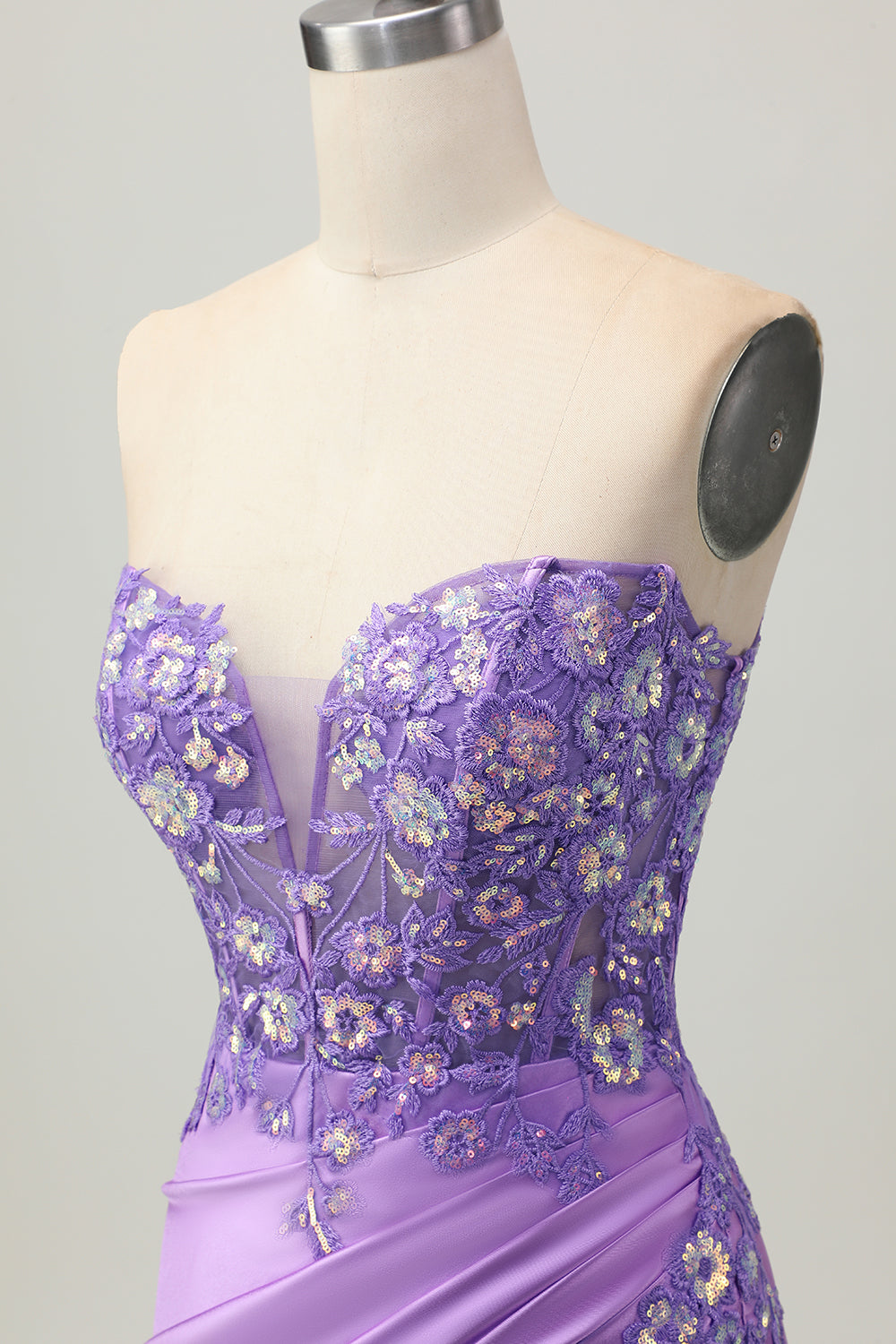 Strapless Light Blue Flower Corset Tight Ruched Short Homecoming Dress