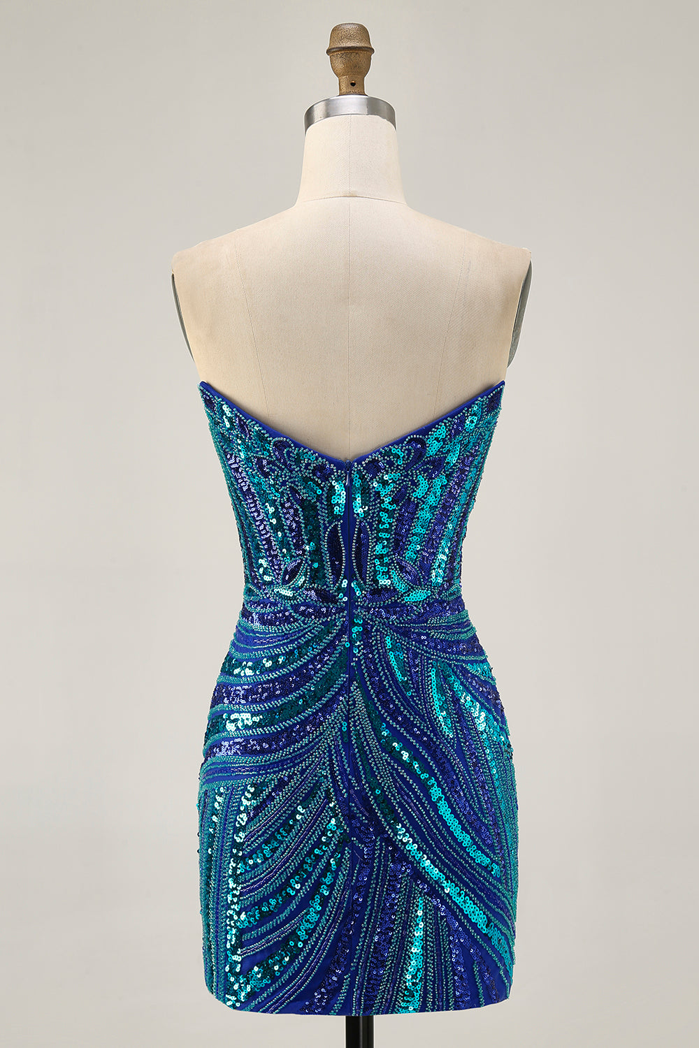 Sparkly Strapless Royal Blue Sequins Tight Homecoming Dress