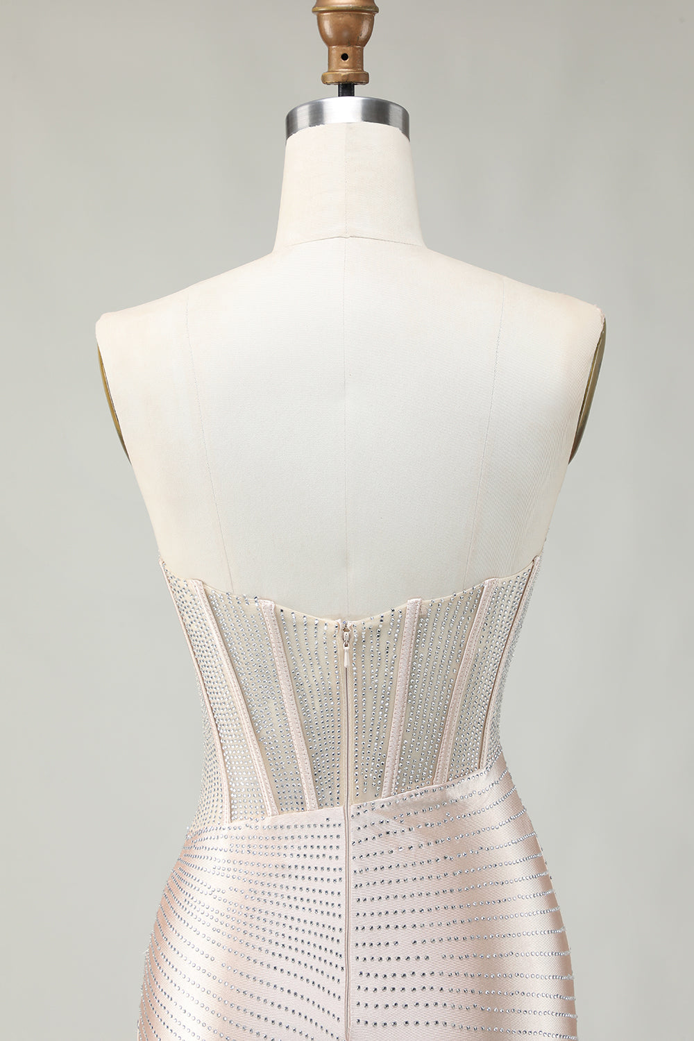 Sparkly Golden Strapless Sequins Bodycon Corset Homecoming Dress With Beading