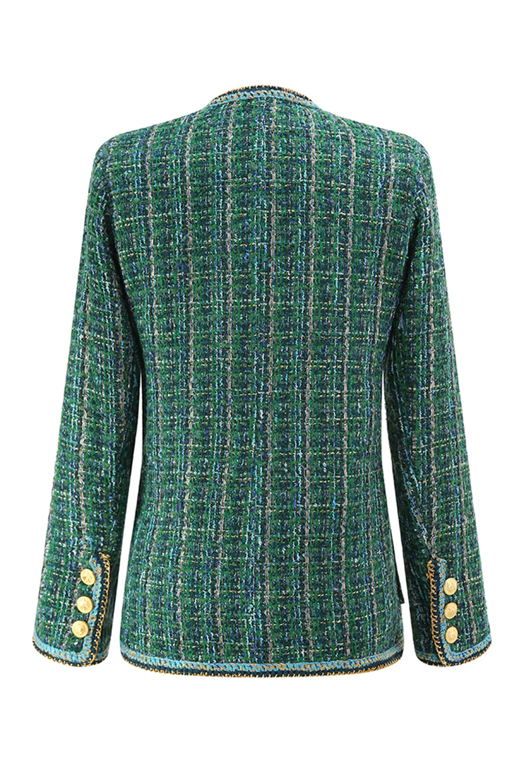 Dark Green Tweed 2 Piece Women's Suit with Pockets