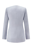 Grey Blue One 2-Piece Button Women Suits with Lace