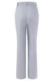 Grey Blue One 2-Piece Button Women Suits with Lace