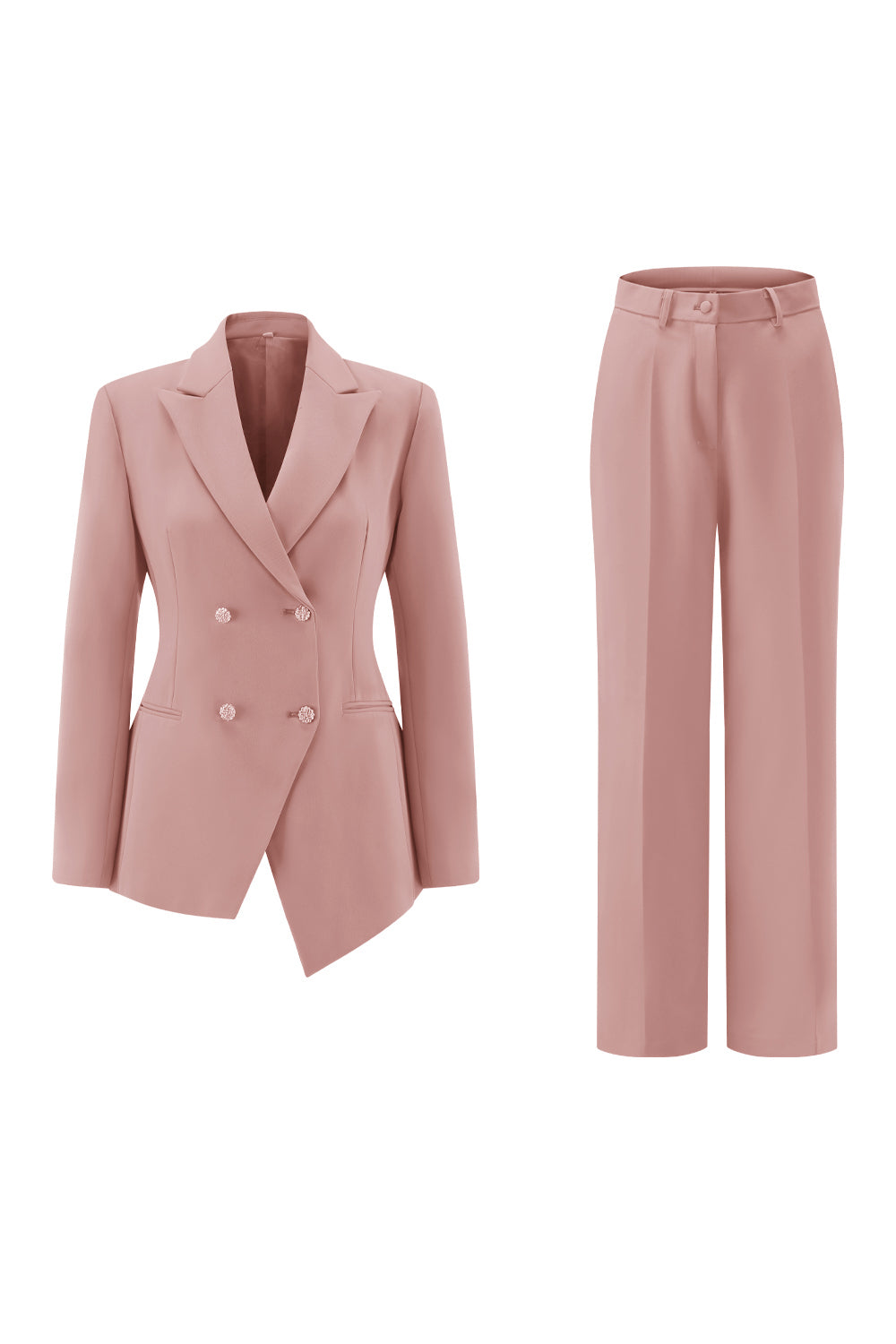 Fuchsia Peak Lapel 2-piece Women Suits with Buttons