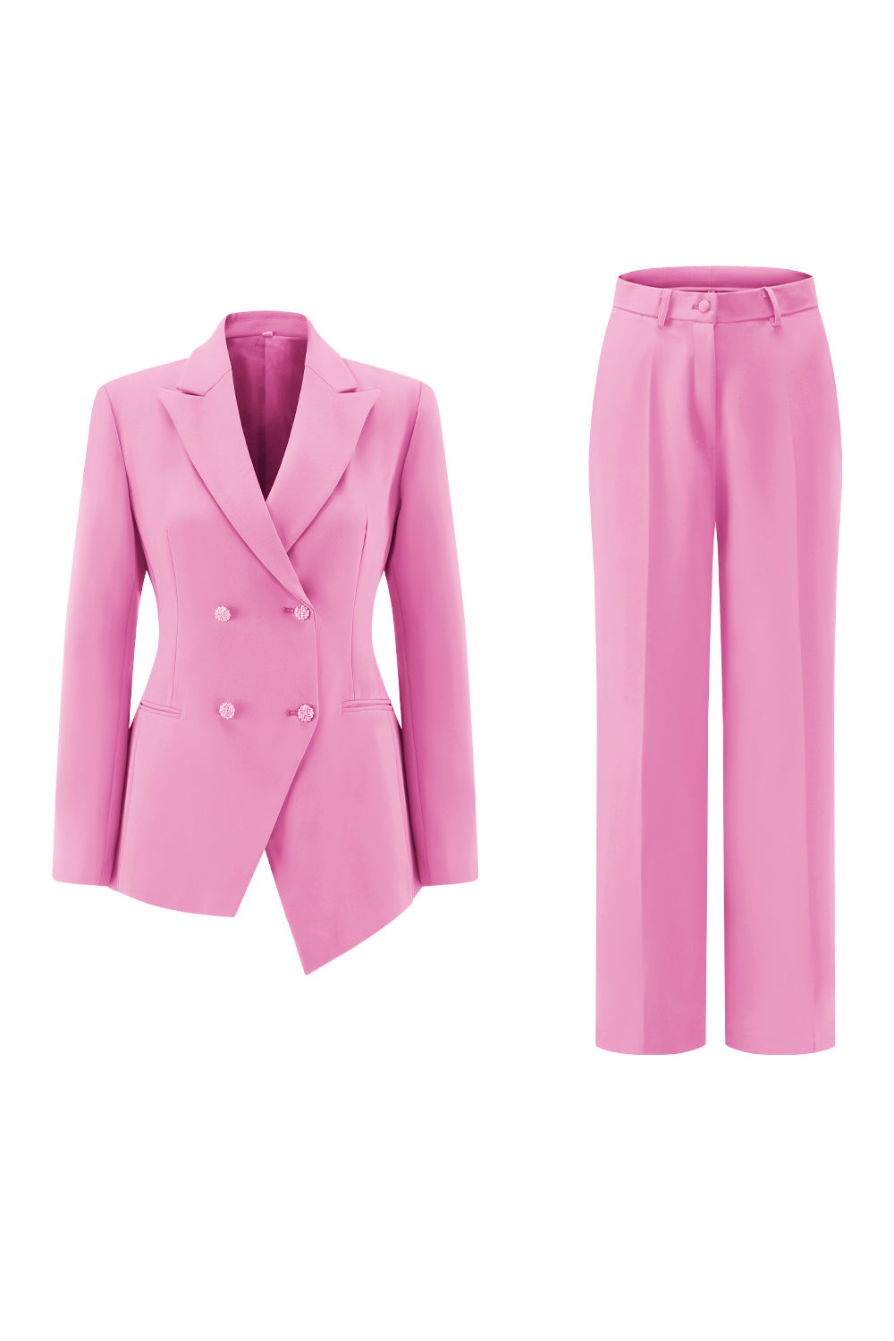 Fuchsia Peak Lapel 2-piece Women Suits with Buttons