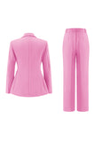 Fuchsia Peak Lapel 2-piece Women Suits with Buttons
