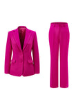 Fuchsia 2-Piece One Button Notched Lapel Women Suits