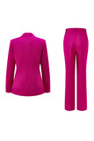 Fuchsia 2-Piece One Button Notched Lapel Women Suits