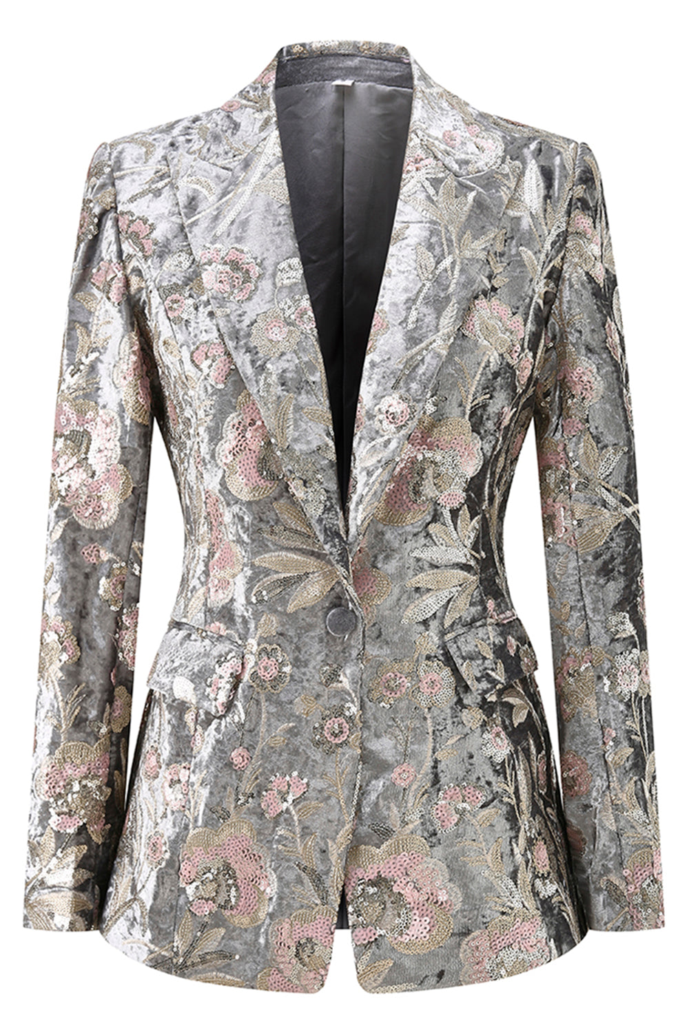 2-Piece Sparkly Grey Peak Lapel Women Suits