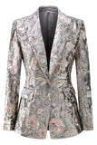 2-Piece Sparkly Grey Peak Lapel Women Suits