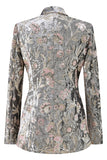 2-Piece Sparkly Grey Peak Lapel Women Suits