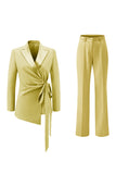 Lilac Peak Lapel Ruched Women Suits with Sash