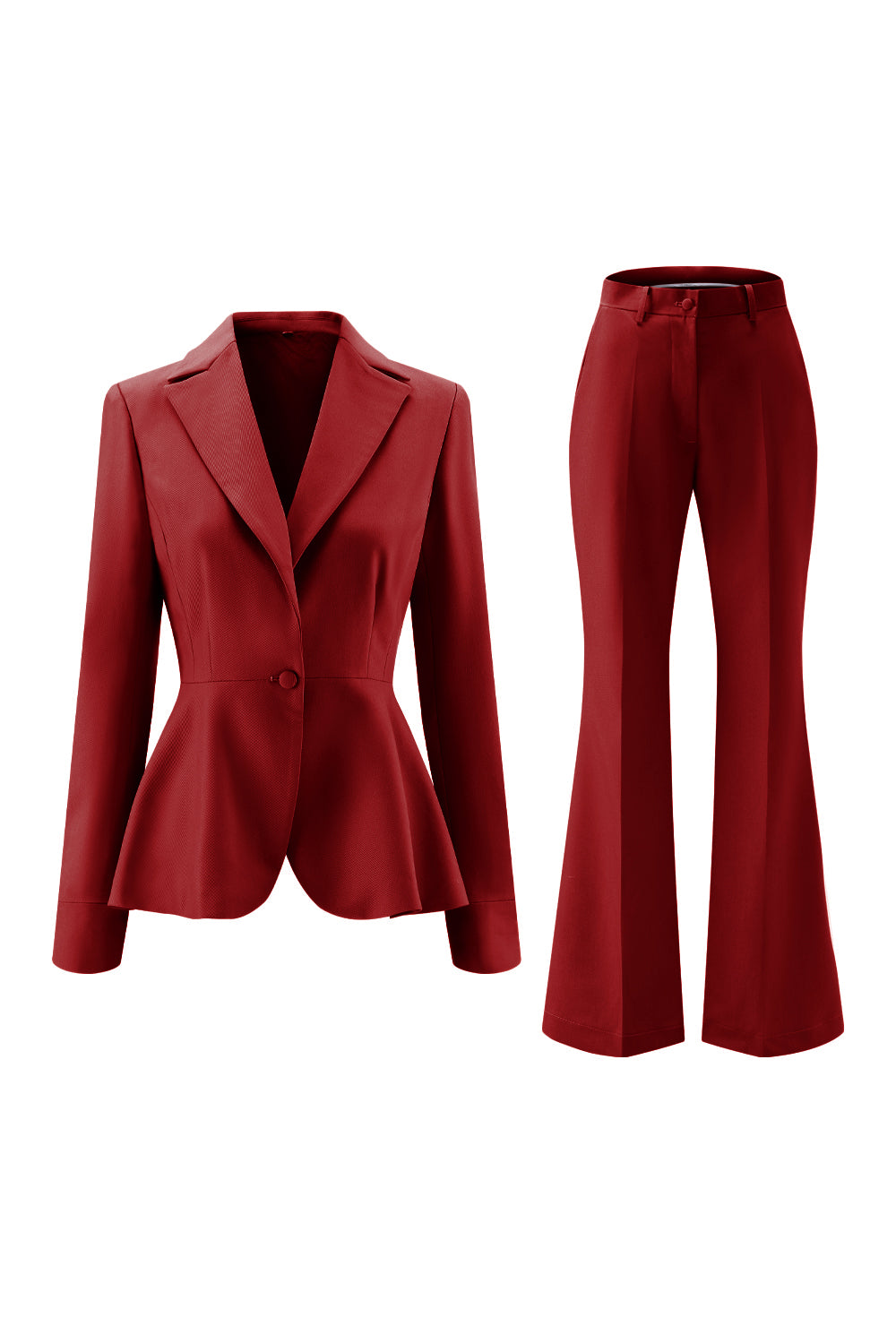 Grey Green Slim Fit 2-piece Women Suits with Button