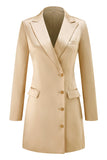 Champagne Peak Lapel Satin Midi Work Dress