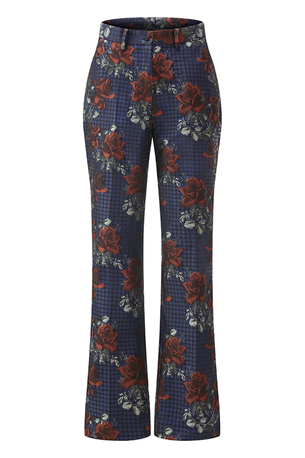 Blue Red Floral One Button Peak Lapel Women Suits