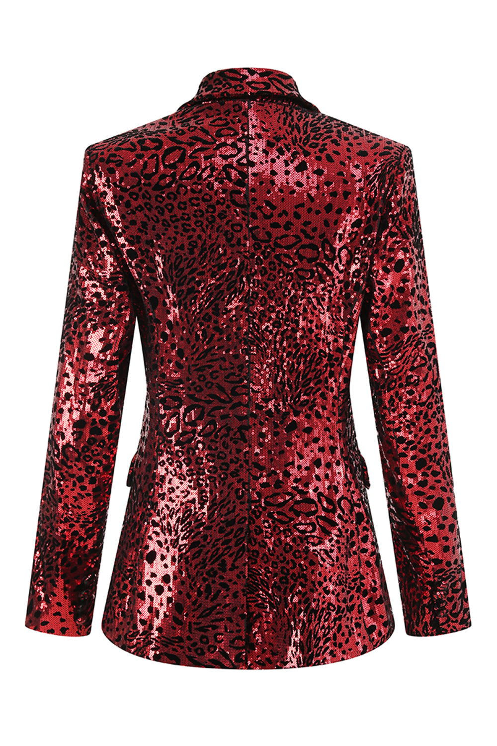 Red Leopard Sequin 2 Piece Peak Lapel Women's Prom Suit