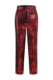 Red Leopard Sequin 2 Piece Peak Lapel Women's Prom Suit