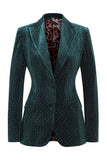 Dark Green Beaded Peaked lapel 2 Pieces Prom Suits