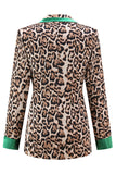 Coffee Leopard Peaked lapel 2 Pieces Prom Suits