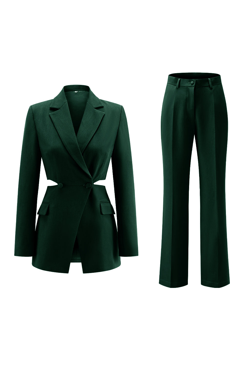 Grey Blue Notched Lapel 2 Pieces Cut Out Prom Suits