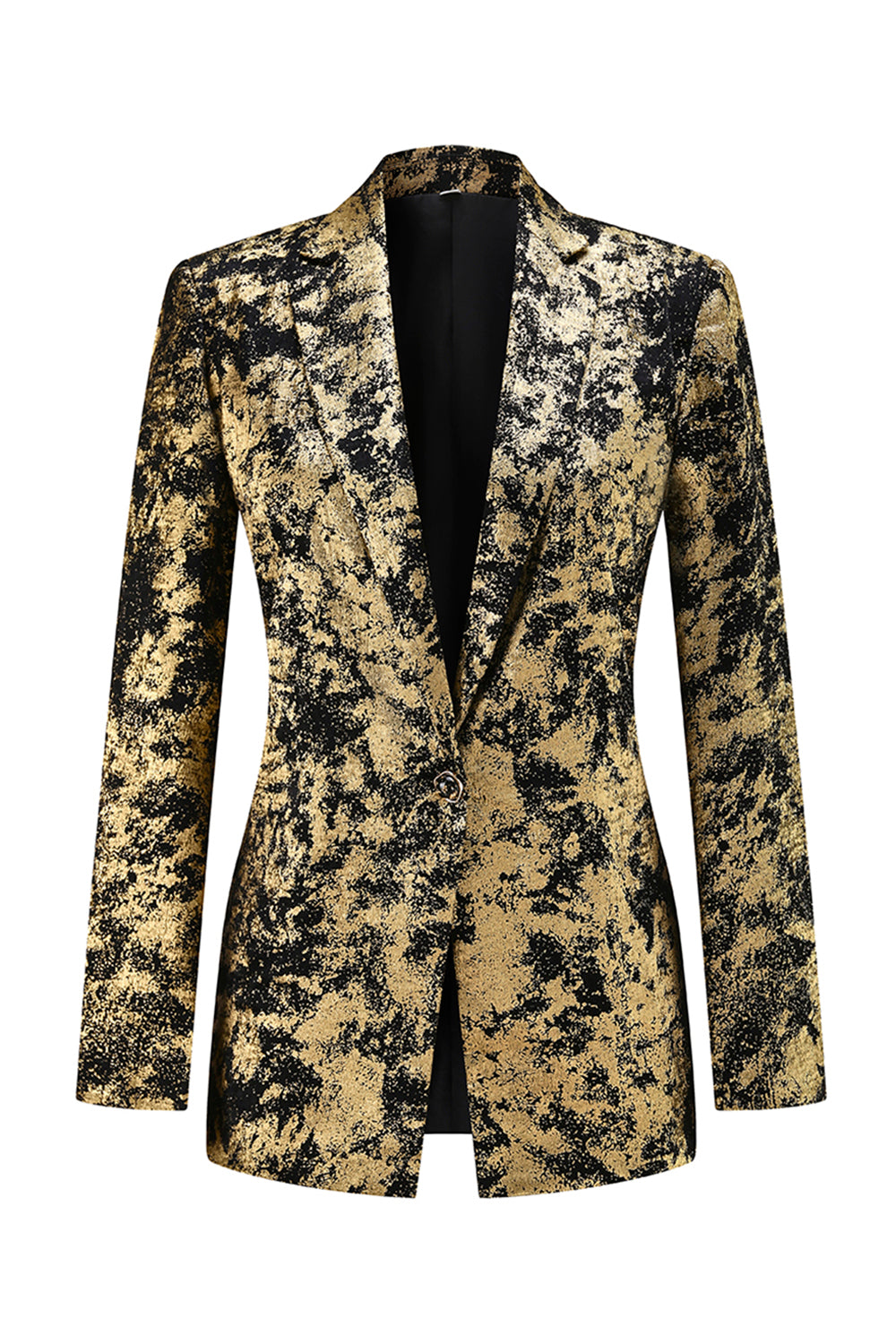 Black Golden 2-Piece Peak Lapel One Button Women Suits