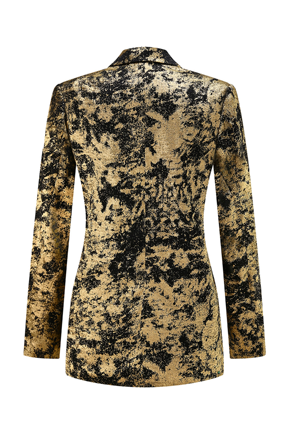 Black Golden 2-Piece Peak Lapel One Button Women Suits