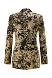 Black Golden 2-Piece Peak Lapel One Button Women Suits